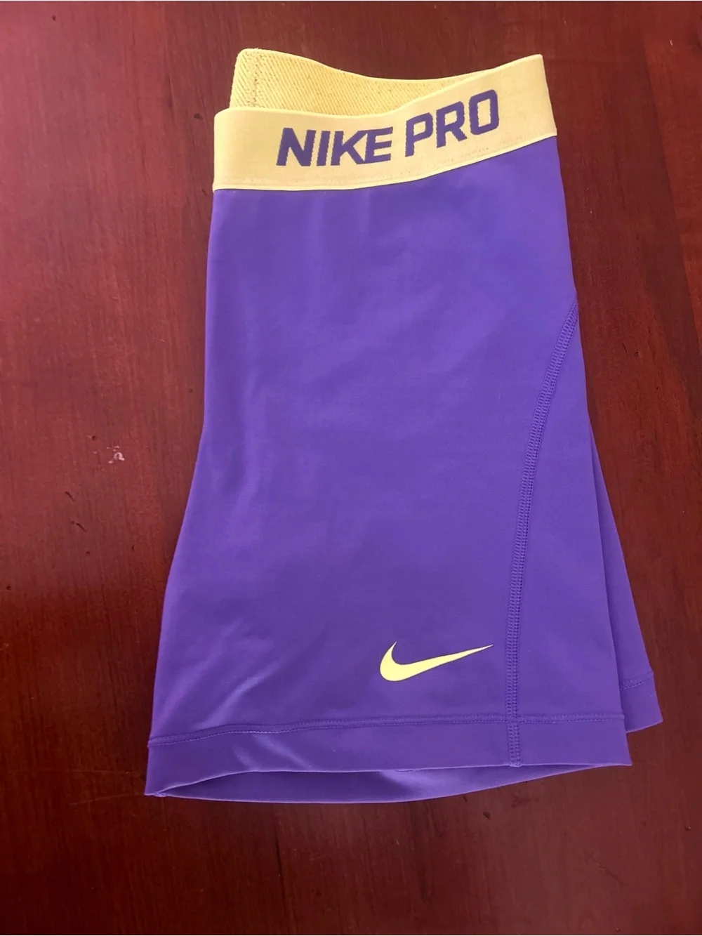 Nike PRO Purple Compression Shorts with Neon Green Waistband size Medium